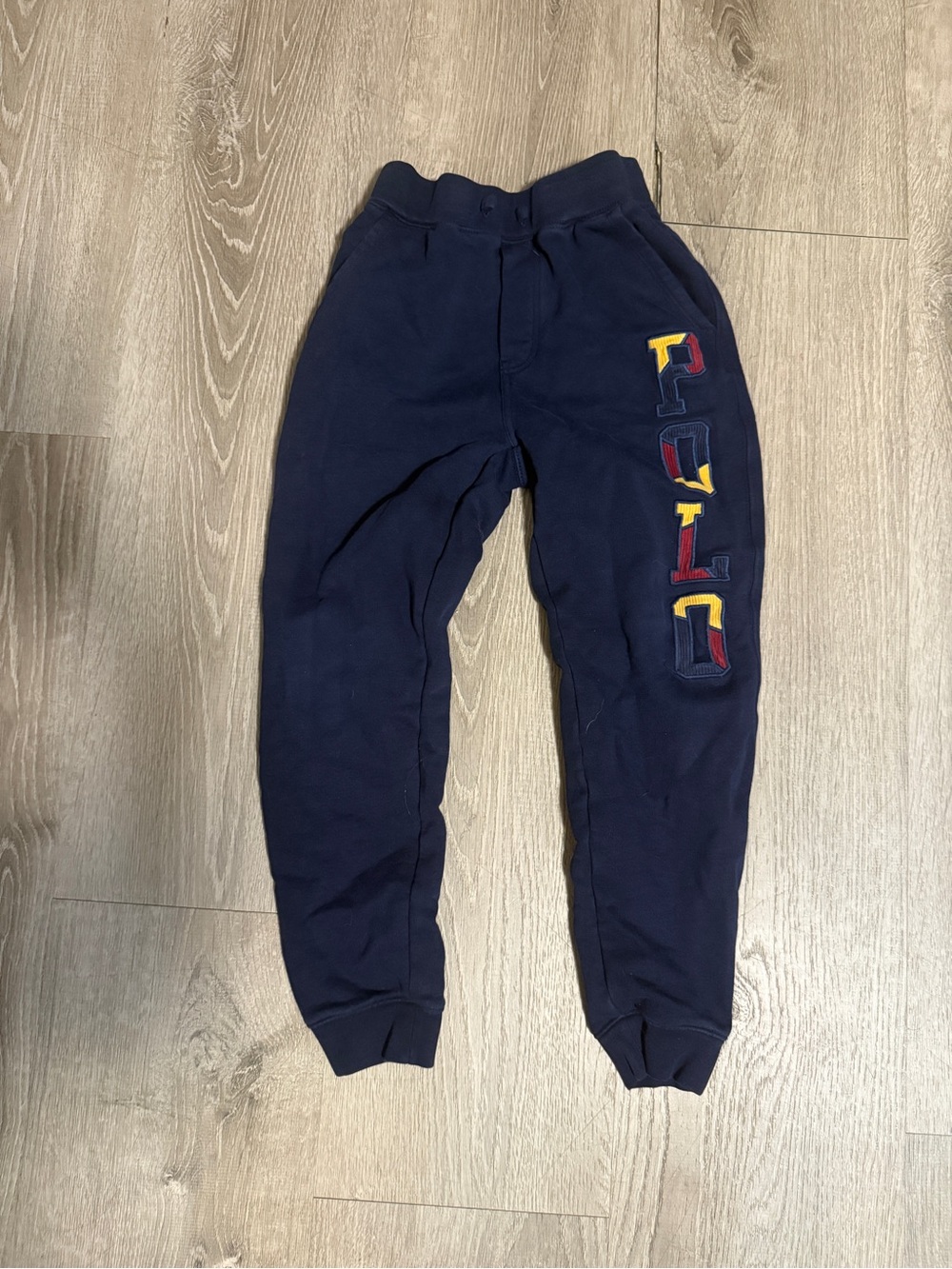 Polo by Ralph Lauren Navy Joggers with Multicolor Side Lettering